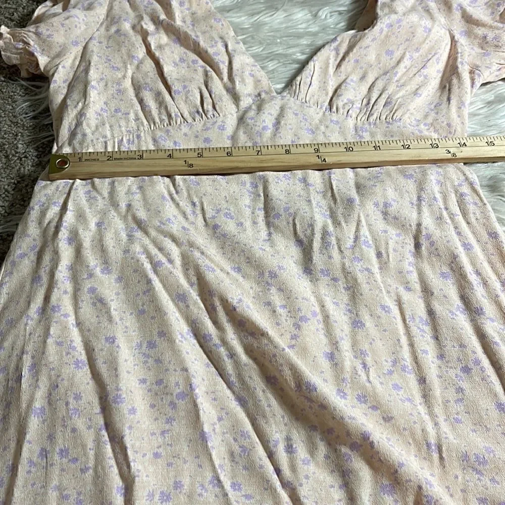 Sophie Rue Dress Womens Sz Medium neck Floral Open Back mini apricot Cottagecore